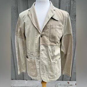 Polo Ralph Lauren Tan Patchwork Graphic Design Sport Coat Jacket Blazer